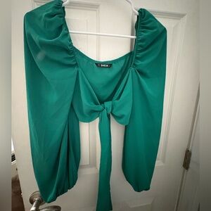 SHEIN front tie crop top